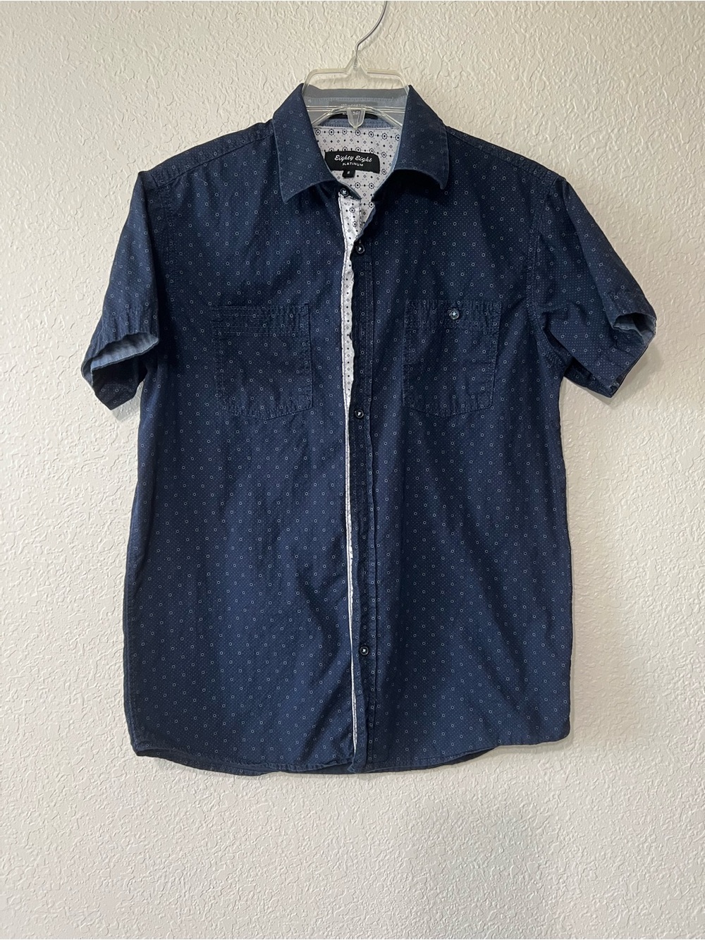 Eighty Eight Platinum Men’s Size Small Navy Blue Button Down Shirt Short Sleeve